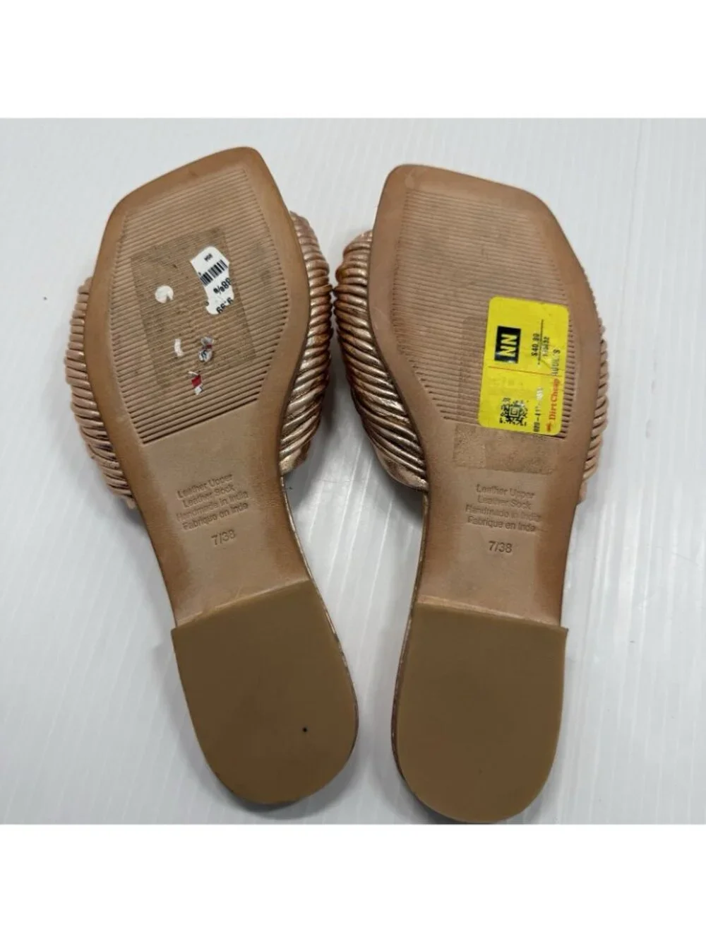 Jeffrey Campbell Knaughty-3 Rose Gold Knotted Slip-On Flat Sandal Size 7